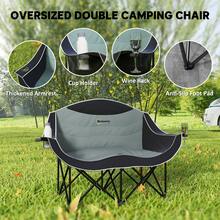 Outsunny Double Camping Chair, Portable Camp Chair With Cup Holder, Wine Glass Holder And Carry Bag, Padded Folding Loveseat For Hiking, Picnic, Beach, Support 551 Lbs, Black - 黑色 - 查看 3