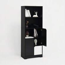 Multifunctional Bookcase With Open Shelves, Doors And Drawers, Black And White, Modern Style, Storage Unit For Bedroom And Living Room - 黑色 - 查看 10