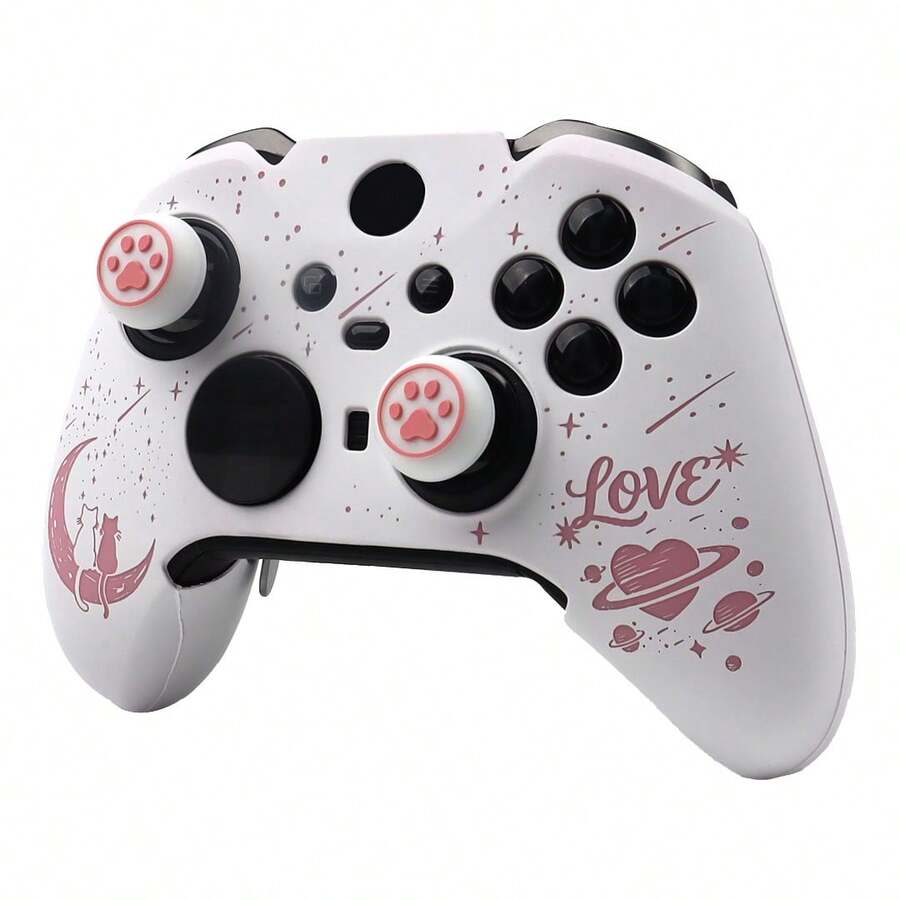 Moonlit Cats With A Loving Heart Controller Skin Compatible With Xbox E-Lite Series 2 Core Wireless Controller, RALAN 1 Controller Protector Case+2 Customised Thumb Grips Caps - View 1