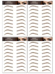 4pcs Brown Eyebrow Temporary Tattoo Stickers, Waterproof Long-Lasting Realistic, Suitable For Different Women's Makeup Looks, Natural-Looking Fake Eyebrow Tattoo Stickers - Brown - View 13