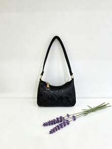 Pearlescent Glitter Shiny Mini Handbag, Minimalist Elegant Lipstick Pouch, Printed Crescent Moon Bag, Suitable For Daily Use - A - View 9