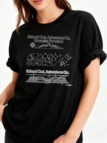 Best Selling Women's T-Shirt - 100% Women's Casual Printed Crew Neck T-Shirt, Ideal For Embarking On Adventures, Moving Forward Successfully, Graduation Gift, Summer Wear. - 白色 - 查看 5