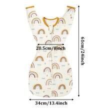 Infant Anti-Startle Swaddle, Soft And Breathable Fabric, Non-Stuffy, Dual-Direction Smooth Zipper For Easy Opening And Closing, Rainbow And Swan Cartoon Patterns, Tailored To Fit Newborn , Suitable For Spring/Autumn Daily Wear And Summer Air-Conditioned Rooms, Essential For Newborn Babies - Multicolor - View 3