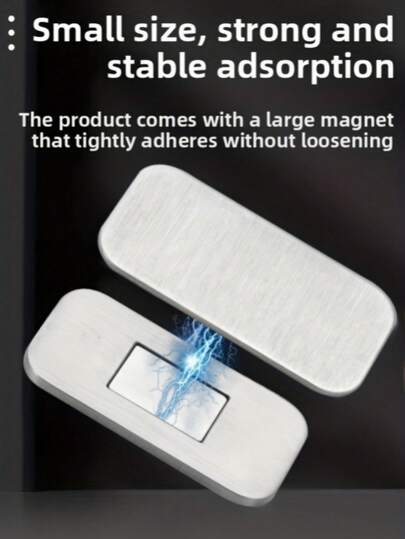 2/8pcs (1/4set) Stainless Steel Ultra-Thin Strong Magnetic Cabinet Door Latches, Can Be Installed On Kitchen Cabinets, Wardrobes And Drawers, No Drilling Required, With Double-Sided Adhesive Tape, Non-Destructive Installation, Secure And Reliable