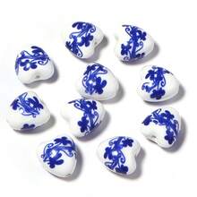 10顆花卉心形陶瓷珠 12X13mm 復古陶瓷鮮豔花卉珠，可用於製作手鍊、項鍊、耳環珠寶裝飾，DIY珠寶製作材料，縫紉與手工藝裝飾珠 - 愛心 - 查看 12