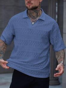 Men's Casual Urban Retro Style POLO Shirt, Suitable For Spring, Summer And Autumn - Royal Blue - View 3