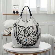 New Embroidered Tote Bag, Niche Large Capacity Versatile Commuter Shoulder Crossbody Bag - Multicolor - View 14