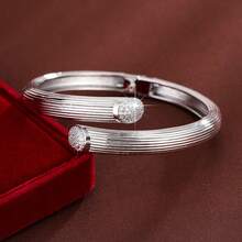 1pc Minimalist Geometric Cylindrical Cross Design Cubic Zirconia Women's Bracelet - Multicolor - View 4