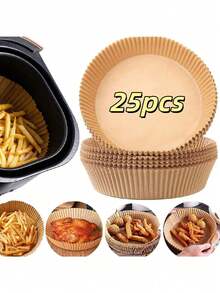 25/50/100-Pack Air Fryer Paper Liners (Round/Square), Square, Kitchen Accessories, Non-Stick Baking Paper, Air Fryer Accessories, Oil And Water Resistant, Suitable For Baking, Roasting, And Microwave Use - Multicolor - View 13