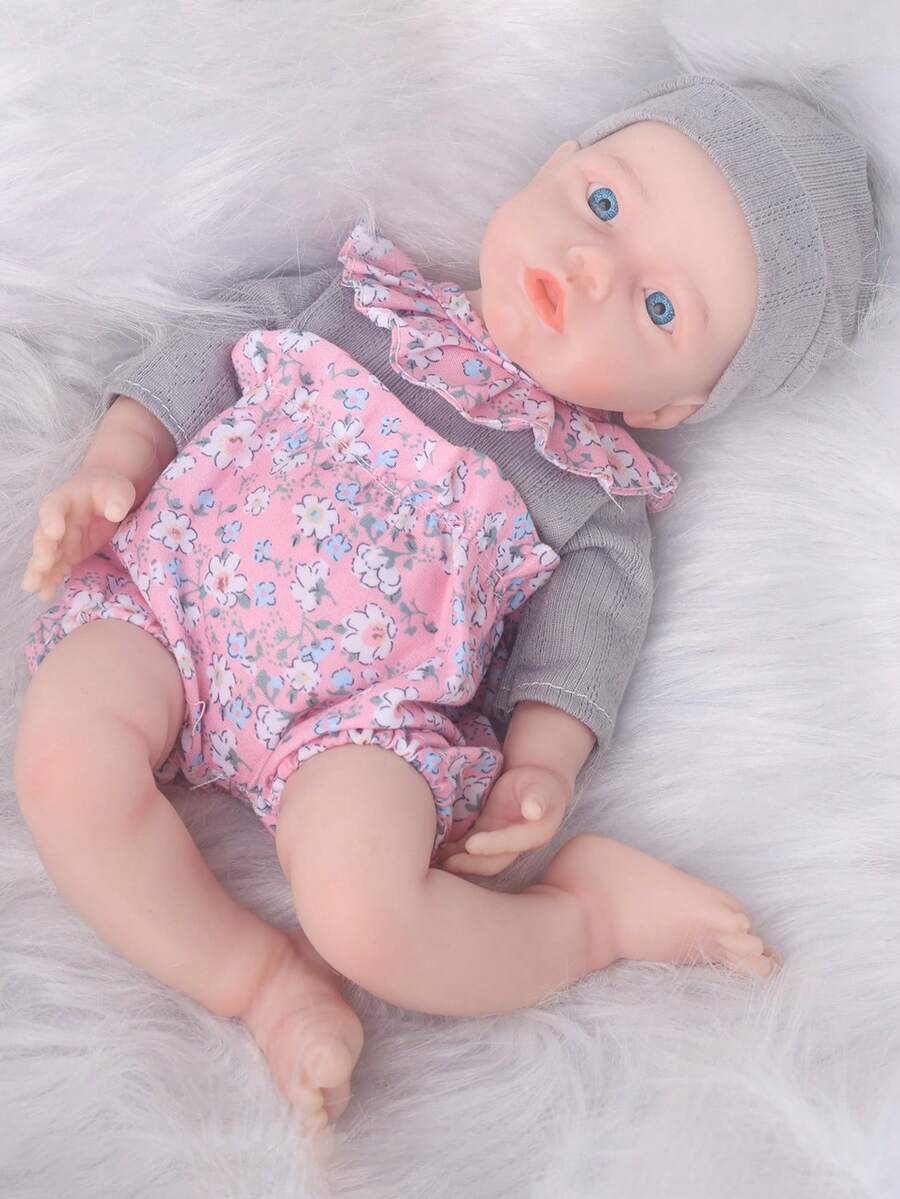 DOLL MEET 13英吋Bettie純色矽膠重生娃娃,開口設計,手工製作逼真新生女嬰,仿真膚色,收藏級兒童禮物,符合人體構造 - 彩色 - 查看 1