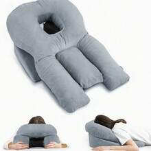 1pc Prone Sleeping Pillow For Ophthalmic Surgery Recovery, Soft Abdominal Support Sleep Pillow With Adjustable Airflow Gap, Face Hole Suitable For Small To Medium Adult Face Shapes, Not Recommended For Large Face Shapes - Grey - View 1