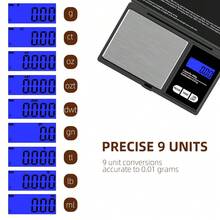 500g/0.01g Mini High Precision Digital Scale, Smart Calibration & Multi-Unit Conversion, Jewelry Gold Laboratory Dedicated, Portable Anti-Slip LCD Screen, Home/Kitchen/Baking/Travel Weighing Tool, Accurate Durable Jewelry Scale - Black - View 7