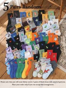 20 Pairs Kids Mid Calf Socks 1-16 Years Boys Girls Cute Dinosaur Pattern Athletic Sports Socks Classic Ribbed School Crew Socks - Multicolor - View 15
