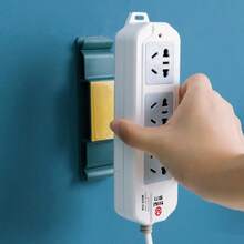 2入組壁掛式電線收納架 自黏式電源插座掛鉤 廚房收納方案 黏貼式支架 充電線管理 - 彩色 - 查看 11