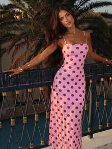 Elegant Women's Dress With Floral Print And Open Back, Summer Clothes, Beach Outfits For Women, Beach Vacation Clothes, Party Outfits, Bridesmaids - 玫紅色 - 查看 6