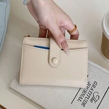 女款短款 INS 風格大容量雙折拉鍊零錢包 - 彩色 - 查看 9