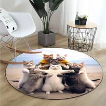 1pc Cat Photo Round Rug, Decorative Carpet, Bedroom Decor, Floor Mat, Carpet, Home Decor, Living Room Rug, Small Living Room Rug, Bedroom Rug, Living Room Home Decor, Outdoor Rug, Washable Carpet - Multicolor 5 - View 2