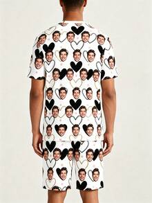 Customized Face Print Pajama Set, Ideal Gift For Boyfriend Or Girlfriend, Suitable For Anniversary, Birthday And Various Holidays - Multicolor - View 2