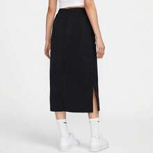 Rok panjang midi kasual wanita Nike dengan belahan di bagian bawah, motif polos, warna klasik, nyaman, bernapas, dan serbaguna. - Hitam - View 2
