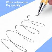 20/50/100pcs Bamboo Wood Retractable Ballpoint Pens, Black Ink, 1mm, Engraved Journaling Pens, Refill Set, Gift Writing Office School Supplies - Bamboo and Wood - View 6