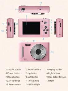 Teckwe Digital Camera, CCD Camera For, Shoot Digital Cameras With 16X Digital Zoom Anti Shake, Lightweight Design, Fashionable, Reliable Performance,Compact Portable Small Gift For Boys Girls Students - Camera - View 5