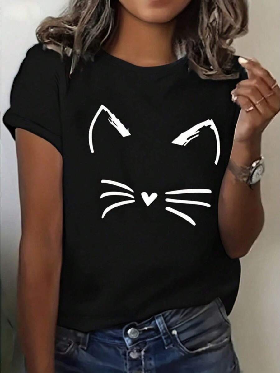 New Arrival,Women's Cute T Shirt Junior Tops Teen Girls Graphic Tees,Best Gift For You - 黑色 - 查看 1