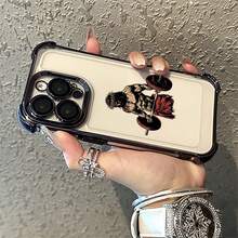 1 pieza Funda TPU borde electrochapado, compatible con iPhone, Galaxy y OPPO, apariencia elegante para todo tipo de estilos, trasera transparente alta definición, esquinas reforzadas con protección antideslizante y antigolpes MXSJFS1240 - SJFS-BK-MXSJFS1240 - Ver 4