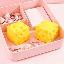 3/2/1pc Square Cheese Squeeze Toy, Stress Relief Toy, Rich Milky Aroma, Yellow Cube Shape, Squeezable, Cute And Fun, Suitable For Christmas, Mother's Day, Father's Day And Halloween, Random Color And Style - Multicolor - View 6