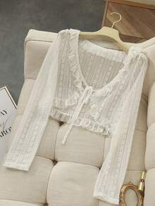 1pc Women Knitted Shawl Cover Up, Hollow Out Short Lightweight Shrug For Spring Autumn, Suitable As Air Conditioner Cover With Camisole Dress - Multicolor - View 11