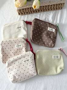 Polka Dot Coin Purse, Compact And Portable, Can Store Coins, Earphones, Lipstick And Other Small Items, Suitable For Students' Small Storage Bag, Essential Multi-Functional Storage Bag For Travel, Vacation And Back To School Season - Multicolor - View 5