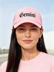 Rosa Mesh Trucker Cap mit Buchstaben-Logo, atmungsaktive Sommerkappe für Frauen, verstellbare Baseballkappe mit Sonnenschutz, Streetwear-Accessoire für Outdoor - Pink - Übersicht 5