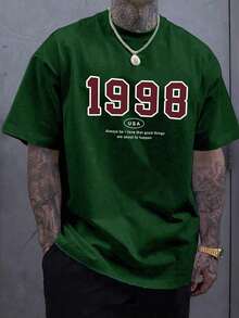 SUMMER 2026 Men's Letter Print T-Shirt - 綠色 - 查看 1