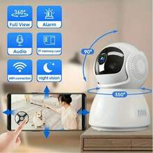 1pc 1080P Ultra HD Smart Security Pet Camera, 2.4G WIFI, Night Vision, Motion Detection, Two-Way Audio And 360 Degree Rotation - Suitable For Office And Home (Indoor And Outdoor) Monitoring Dogs, Cats And Fish And Other Small Animals. - White - View 2