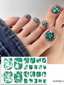22Tips Stiker Kuku Kaki Berkilau Motif Marmer Biru Retak, Bentuk Persegi Pendek, Tahan Air, Stiker Seni Kuku Kaki, Perekat Mandiri, Penutup Penuh, Pola Marmer, Stiker Kaki Musim Panas - MultiWarna - View 11
