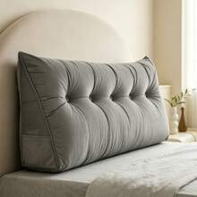 Large Wedge Headboard Reading Pillow, Backrest Support Pillow For Sitting Up In Bed, Equipped With Removable Washable Pillowcase - Grey - View 3
