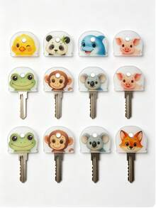1/5/8-Pack Fun Identification Soft Animal Print Silicone Key Covers With Key Rings - Colorful Key Caps For Easy Key Recognition At Home & Office - Ideal For Family & Colleagues, Perfect Gift For Any Occasion - View 3