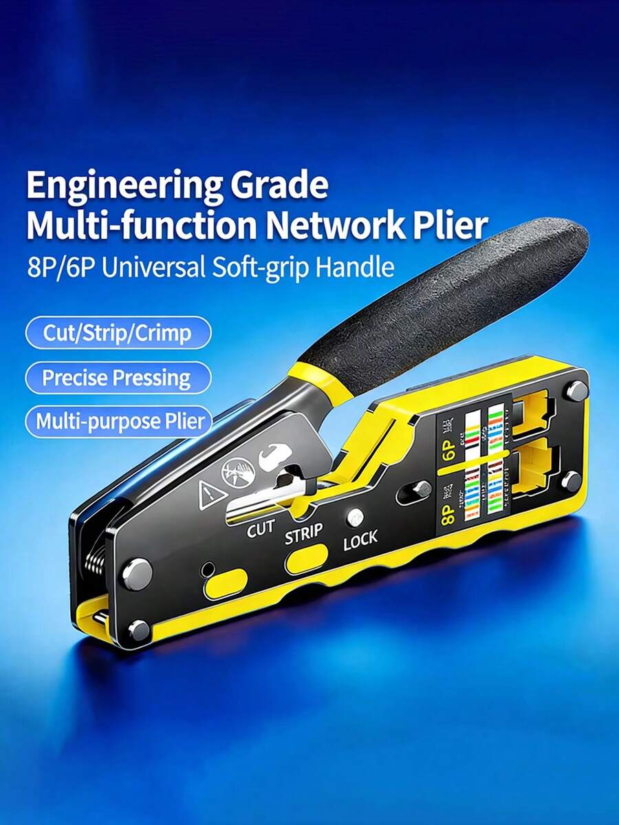1pc Multi-Function Network Cable Stripper And Cutter - Metal Electrician Tool, Easily Crimp, Cut And Strip, Repair, RJ45 Cable Stripper