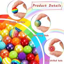50 piezas de cuentas de burbuja con rayas arcoíris, mezcla de cuentas de resina acrílica con strass de 20mm de colores, para bolígrafos de cuentas hechos a mano DIY, llaveros, cuentas sueltas - Multicolor - Ver 5