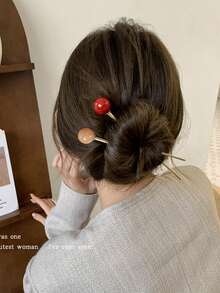 1PC Round Metal Hair Stick For Women, Bun Hair Styling Tool, Minimalist Modern Hair Pin, Versatile Daily Wear Hair Accessory - Hairpin - View 2