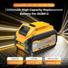 True 12000mAh Replacement For 20V/60V Max Battery, High Capacity Lithium Batteries Compatible With DCB606 DCB609 DCB612 DCB200 DCB206 DCB207 Series Cordless Power Tools - Multicolor - View 2