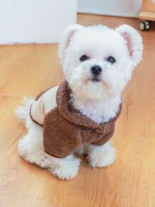 1 buah Pakaian Hewan Peliharaan Anjing Kucing Musim Gugur Musim Dingin Hangat Bulu Domba Tebal Gaya Korea - Topi Kopi - Coffee Brown - View 1
