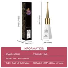 Mtssii 10ml 3 IN 1 Nail Tips Gel Multi-Function UV/LED Soak Off Nail Gel For Soft Nail Tips, Strong Adhesive Rhinestone Gel & Base Gel All-In-One Nail Art Varnish, Long Lasting Easy To Remove Nail Extension Gel For DIY Manicure Salon - 8ml - View 11