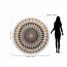 1件波希米亞曼陀羅圖案加大號沙灘巾，圓形沙灘毯，居家裝飾，適用於沙灘、泳池、露營與旅行，極其舒適 - 彩色 - 查看 5