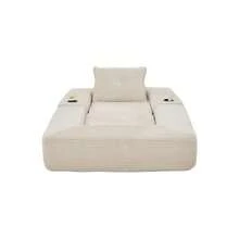 Folding Corduroy Sofa With High-Density Foam And Spring Core For Stable Seating, Side Pocket And Cup Holder, Armrest With Zip, Vacuum Packed, Easy Assembly, For Apartment And Living Room. - 米色 - 查看 9