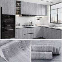 Grey Wood Grain Self-Adhesive Vinyl Wallpaper, Light Oak Finish, Peel And Stick Wall Decor, Waterproof, Suitable For Furniture, Desk, Office And Store Decoration, Brick Style, Random Patchwork Pattern - Grey Oak Wall Stickers - View 9