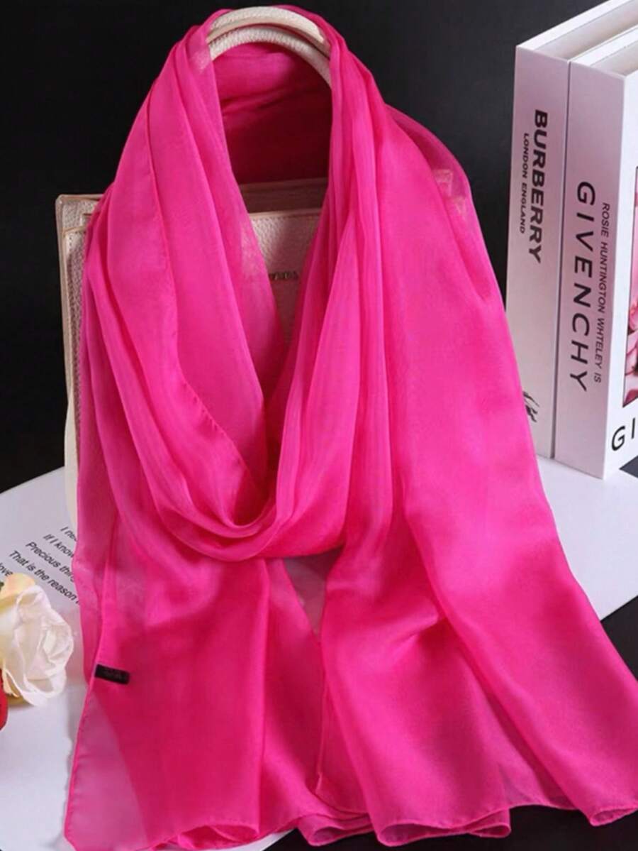 Women's Solid Color Scarf, Casual And Versatile, Suitable For Daily Wear - Plum Red - View 1