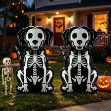 Cartoon Skeleton Puppy Shaped Aluminum Foil Inflatable Balloon, Halloween Yard And Indoor Decor, Viral Photo Prop Halloween - Multicolor - View 1