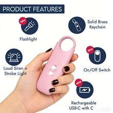 4pcs USB Rechargeable Personal Safety Alarm Keychain Dual LED Strobe Light 130dB Self Defense Siren Portable Self Defense Security Device For Women, Girls, Students, Elderly, Night Walking Running Camping Multi Pastel Color Available - Purple - View 2