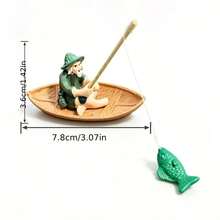 3pcs(1 Old Man + 1 Fish + 1 Decorative Boat) Floating Old Man Fishing Decoration Ornament, Fish Tank Aquarium Decoration Floating Old Man, Garden Landscape Decoration Statue, Bonsai Garden Landscape Scenery, Indoor And Outdoor Universal - A - View 10