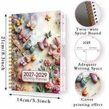 1PC A5 2027-2029 Three-Year Plan Calendar Book, Butterfly Flower Pattern, Three-Year Plan Book, Monthly Plan, Office Desktop, Desktop Organization, Planning And Recording, Schedule Management, Personal Development, Professionals, Entrepreneurs - 1pc - View 2